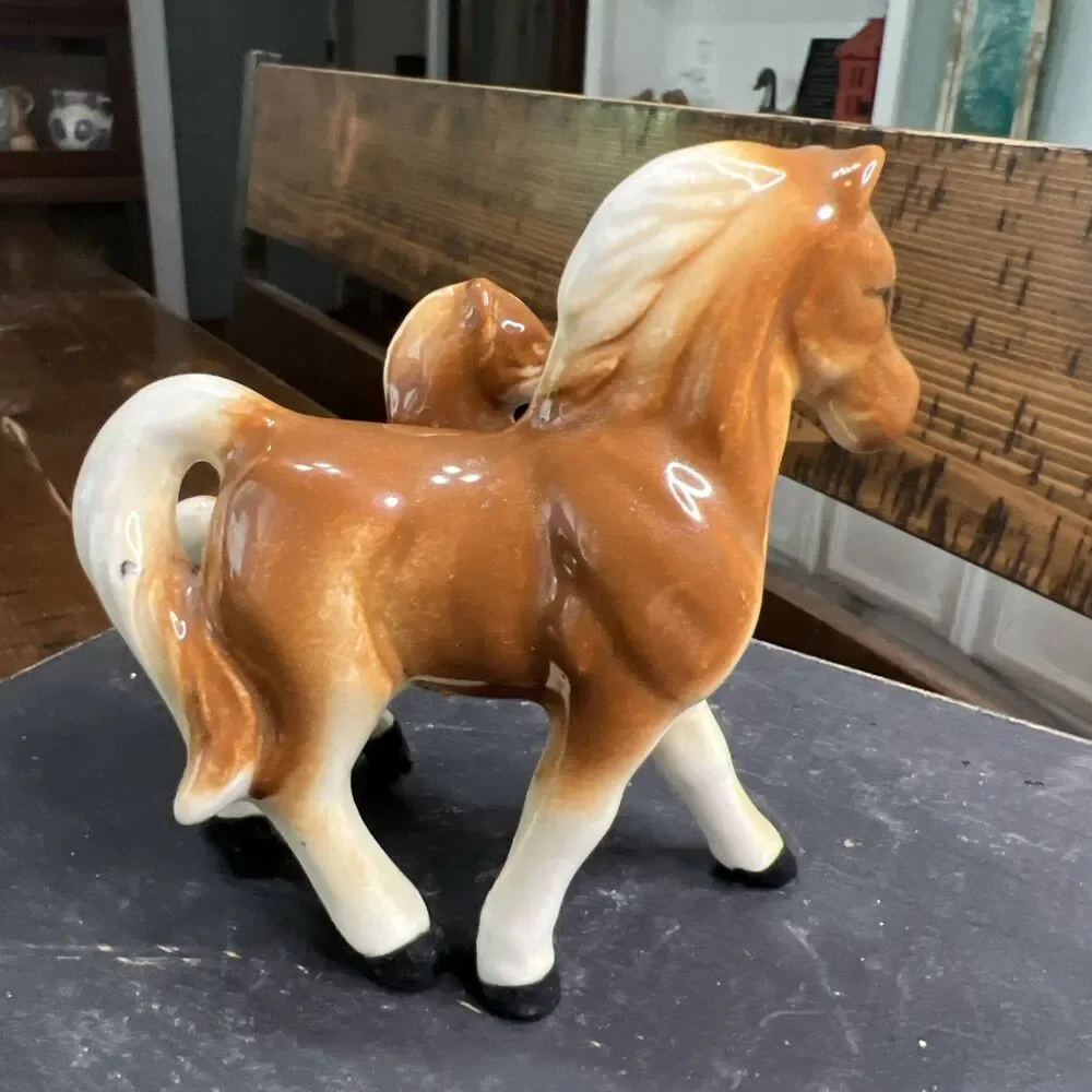 VTG Porcelain Western Mother Mare Horse & Foal FigurineSet of 2 Japan